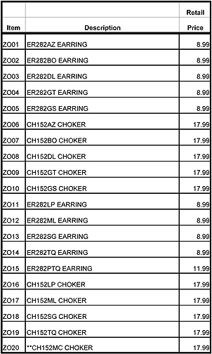 Zo01 Display Prices